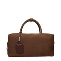 Max Mara brown leather handbag with handles and subtle stitching, stylish and elegant accessory for everyday use.