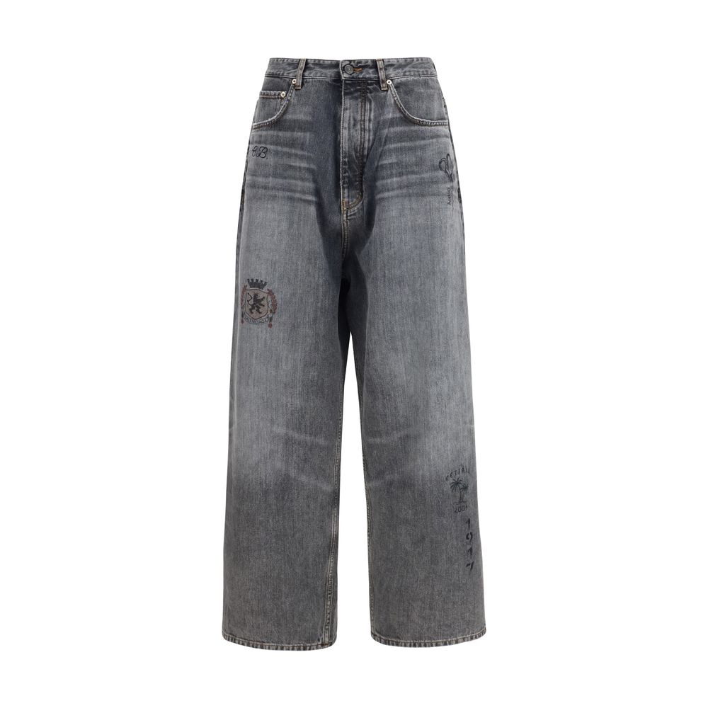 Balenciaga Gray Cotton Relaxed Fit Jeans Balenciaga