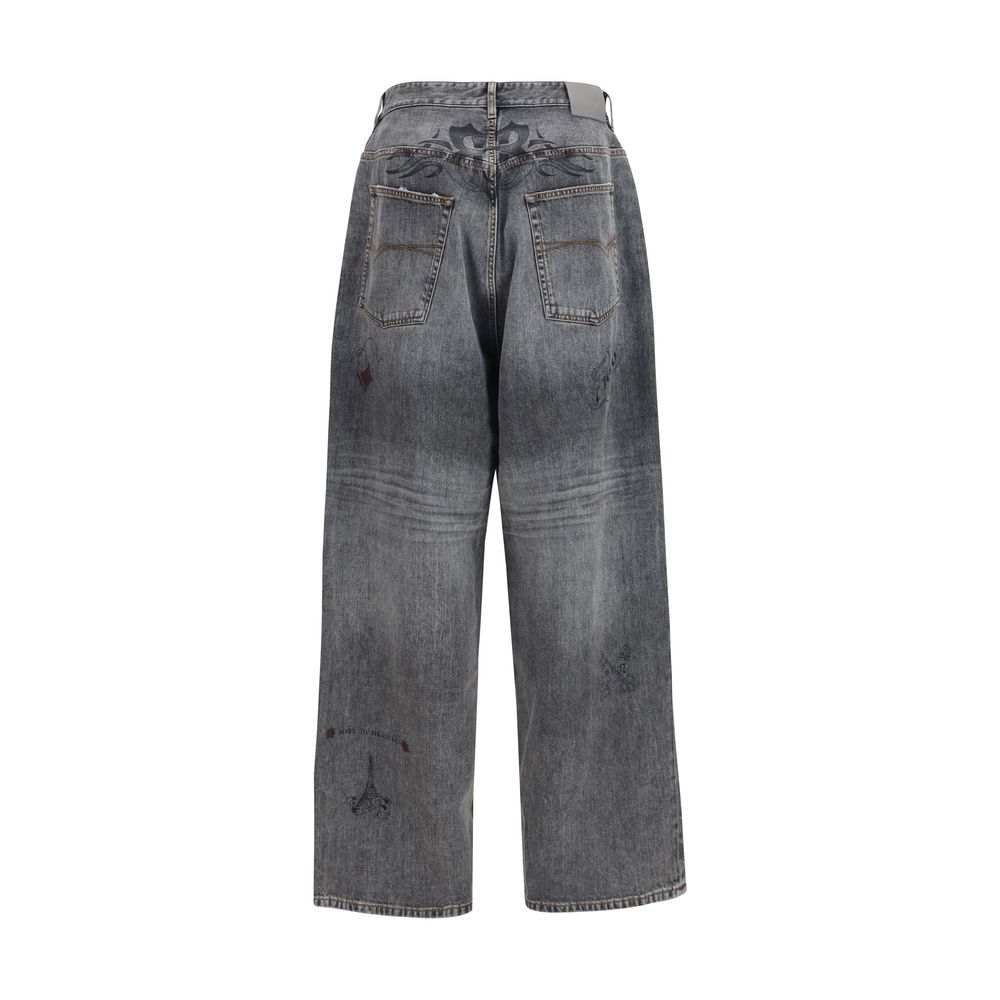 Balenciaga Gray Cotton Relaxed Fit Jeans Balenciaga