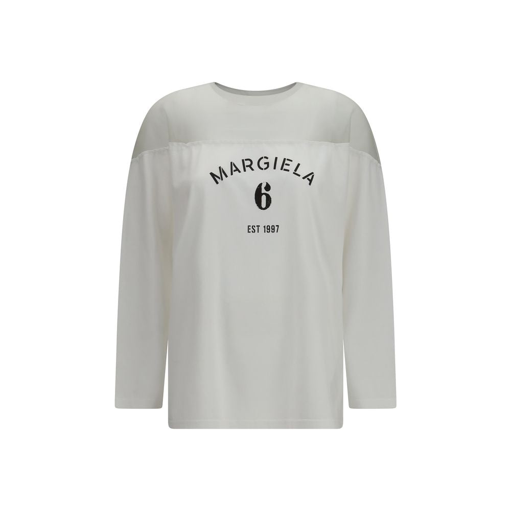 MM6 White Cotton Long Sleeve T-Shirt MM6