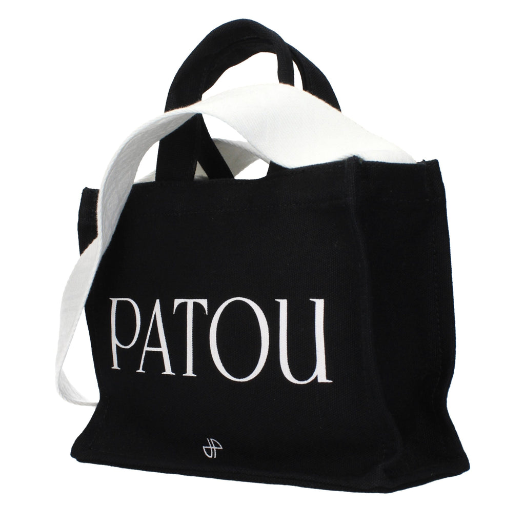 Patou black cotton handbag with sleek design and shoulder strap, stylish accessory for everyday use.