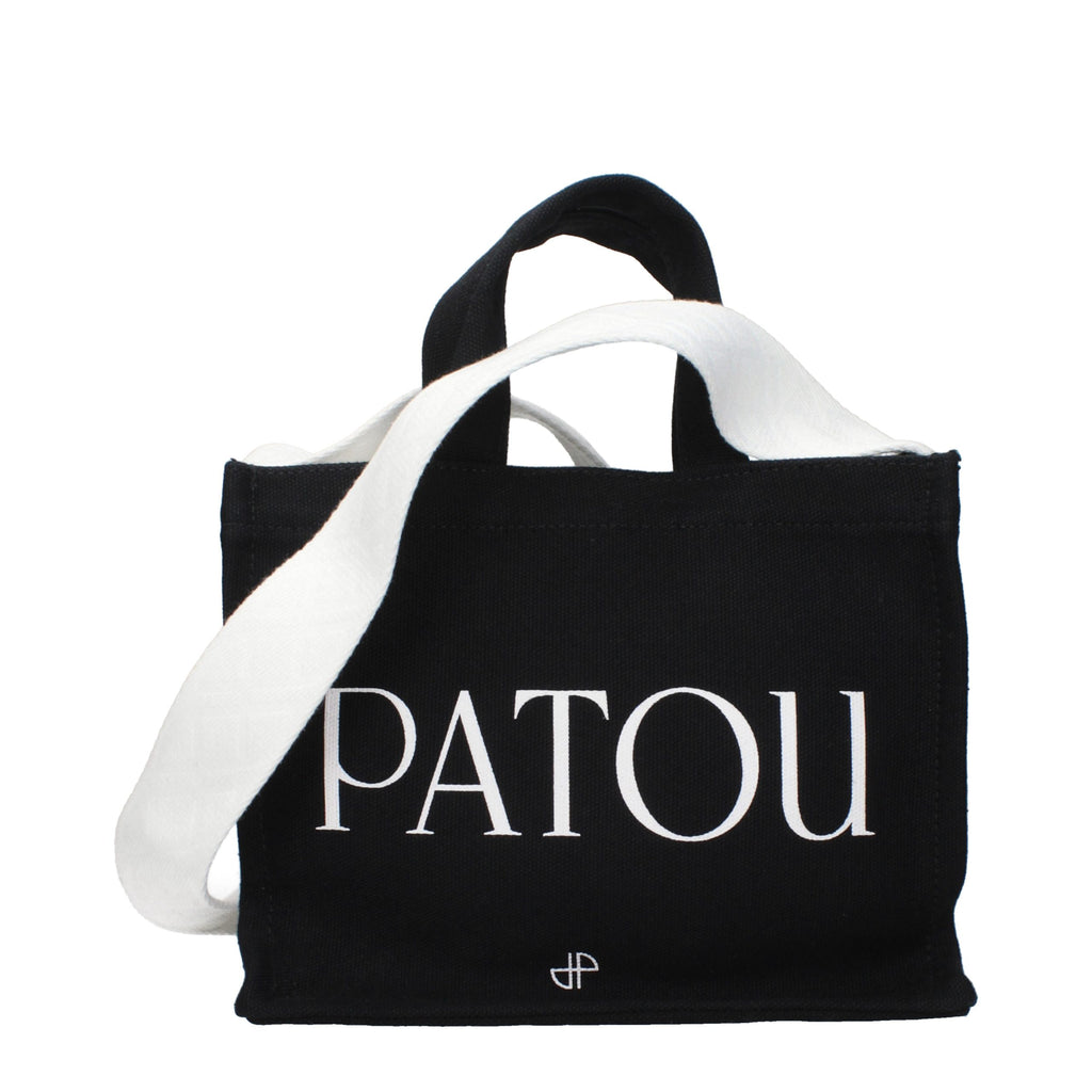 Patou black cotton handbag with sleek design and sturdy handles, perfect for stylish everyday use.