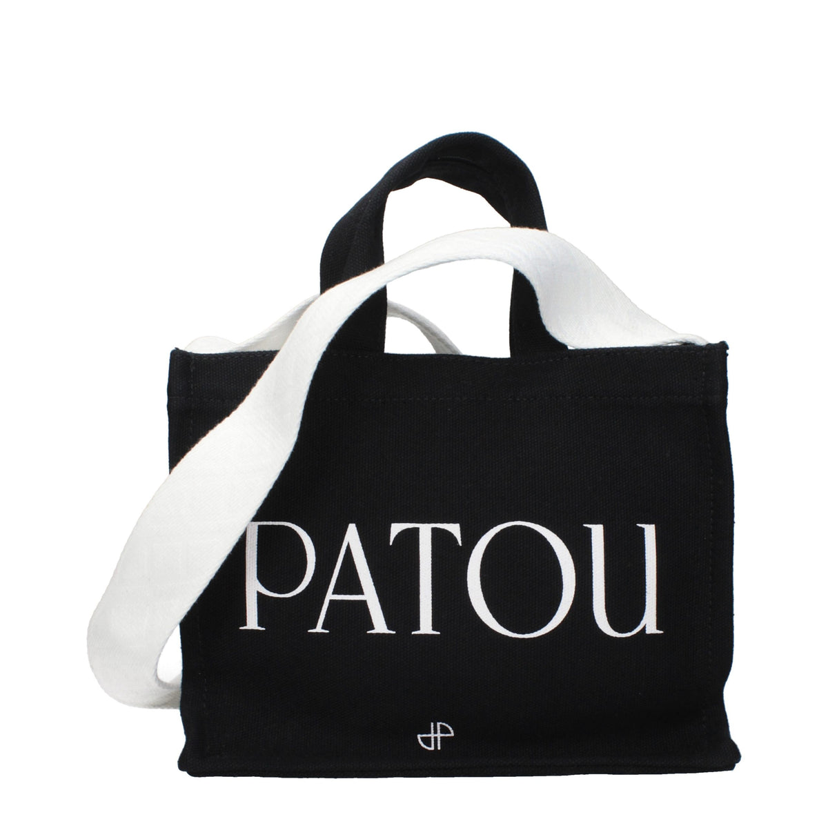 Patou black cotton handbag with sleek design and sturdy handles, perfect for stylish everyday use.