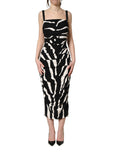 Dolce & Gabbana Black White Zebra Cady Calf Length Dress - Eljoys Fashion 