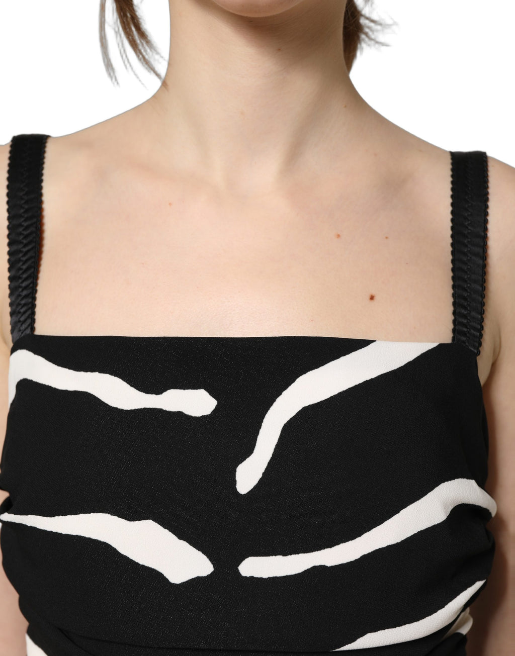 Dolce & Gabbana Black White Zebra Cady Calf Length Dress - Eljoys Fashion 