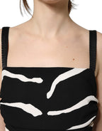 Dolce & Gabbana Black White Zebra Cady Calf Length Dress - Eljoys Fashion 