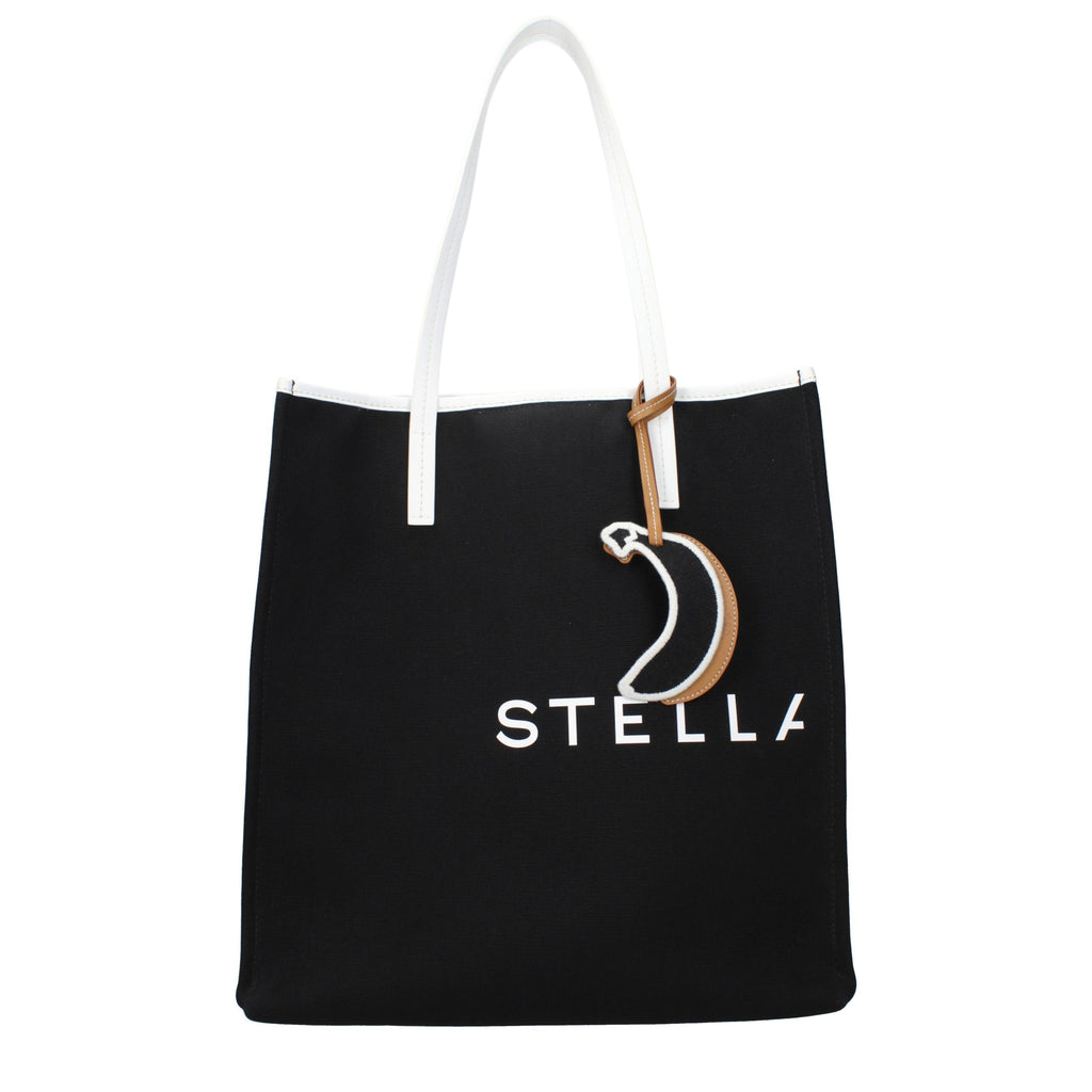 Black Stella McCartney shoulder bag made of fabric with a sleek, minimalist design and subtle branding visible in the image.