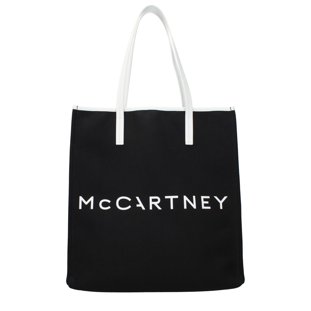 Black fabric shoulder bag by Stella McCartney with sleek design and adjustable strap, featuring subtle branding details.