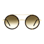 Andy Wolf brown metal and plastic eyeglass frames with clear lenses, stylish and modern eyewear design.
