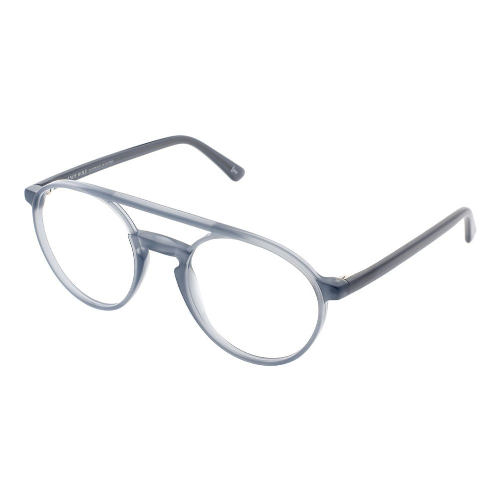 Andy Wolf gray acetate eyeglasses frames with clear lenses and sleek design, showcasing modern eyewear style.