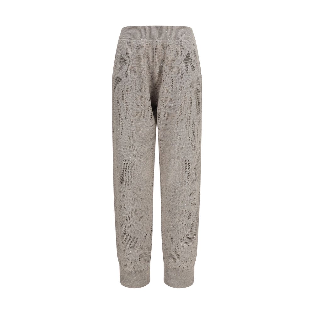 Beige linen casual pants by Brunello Cucinelli, relaxed fit with side pockets and a comfortable waistband.