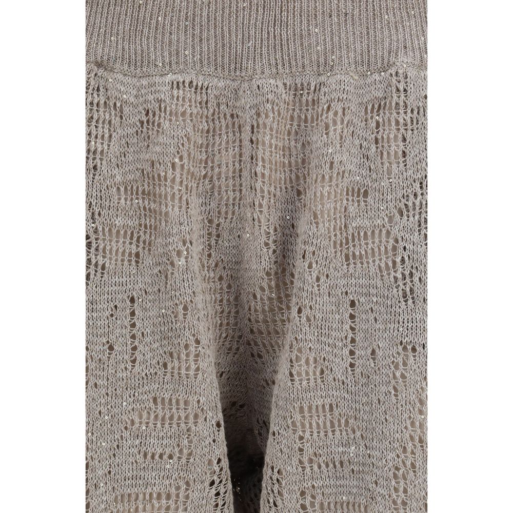 Beige linen casual pants by Brunello Cucinelli, tailored fit with subtle texture, displayed on a neutral background.