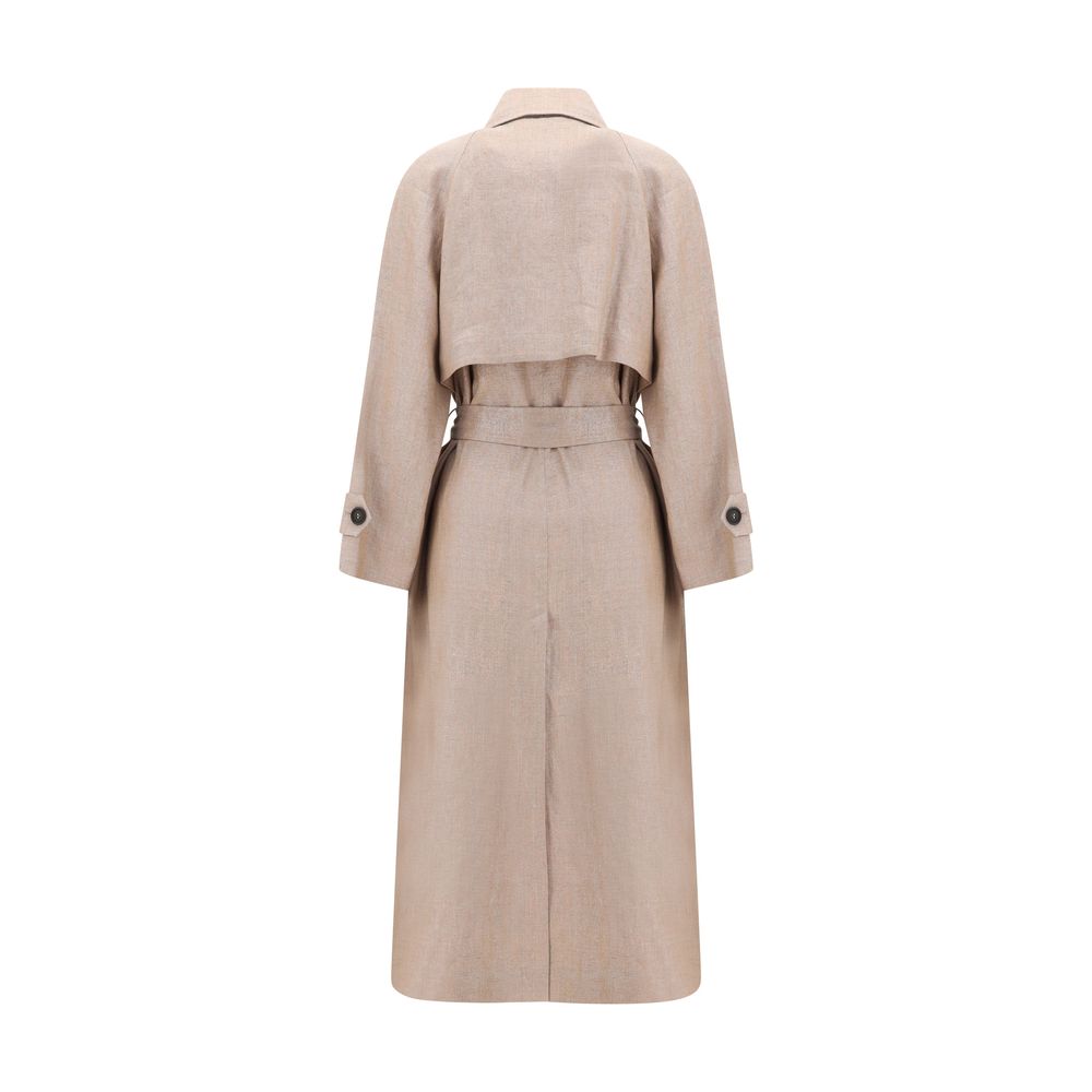 Brunello Cucinelli Multicolor Linen Trench Coat Brunello Cucinelli