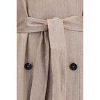 Brunello Cucinelli Multicolor Linen Trench Coat Brunello Cucinelli