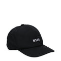 Black MSGM cotton baseball cap with curved brim and adjustable strap, featuring subtle branding on the front.
