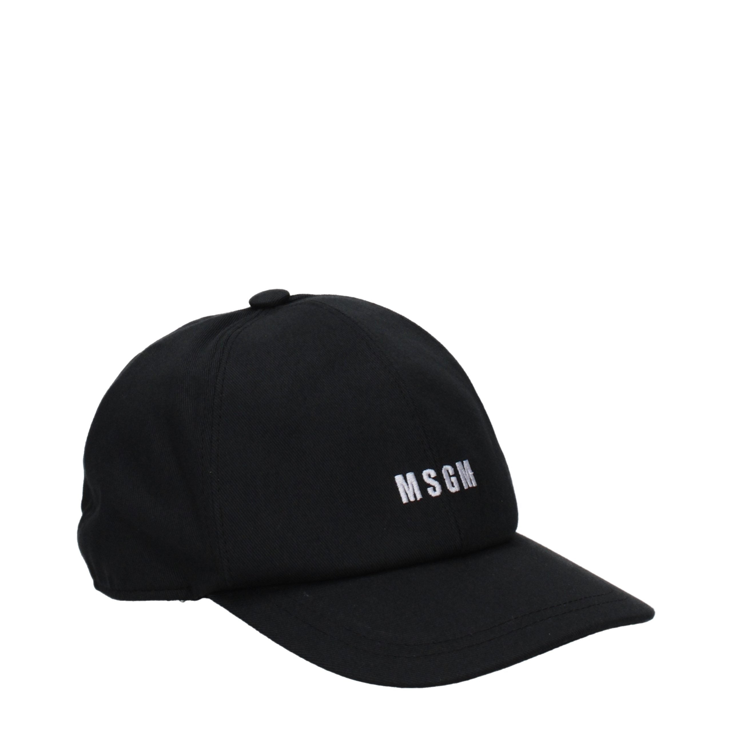 MSGM Black Cotton Cap Baseball Hat MSGM