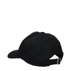 Black MSGM cotton baseball cap with curved brim and adjustable strap, featuring subtle branding on the front.