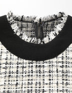 Dolce & Gabbana Black White Tweed Sheath A-line Midi Dress - Eljoys Fashion 