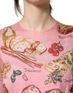 Dolce & Gabbana Light Pink Bread Print Pleated Maxi Dress