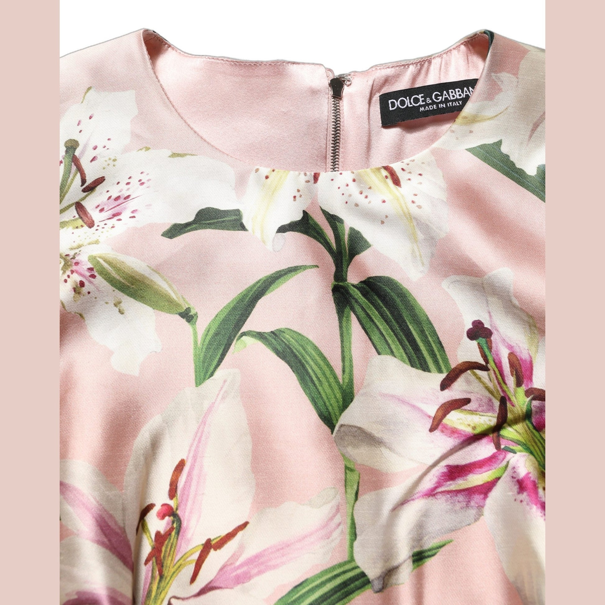 Dolce & Gabbana Light Pink LilyPrint Sleeveless Sheath Dress