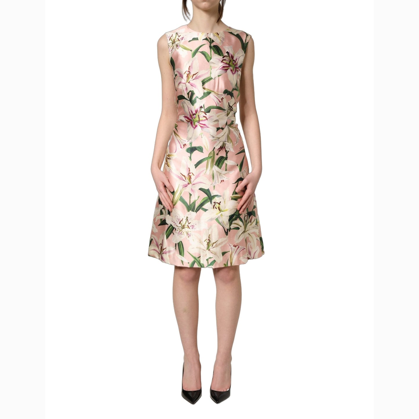 Dolce & Gabbana Light Pink LilyPrint Sleeveless Sheath Dress