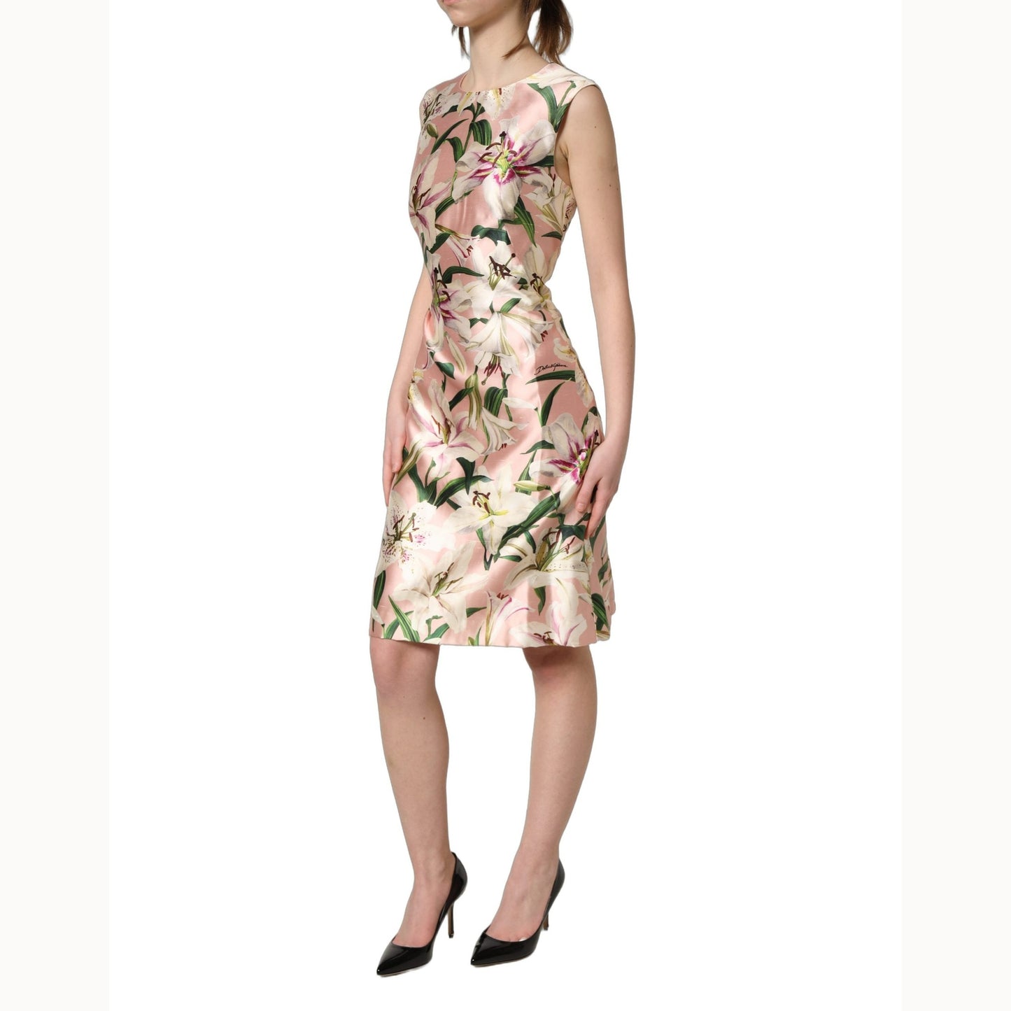 Dolce & Gabbana Light Pink LilyPrint Sleeveless Sheath Dress