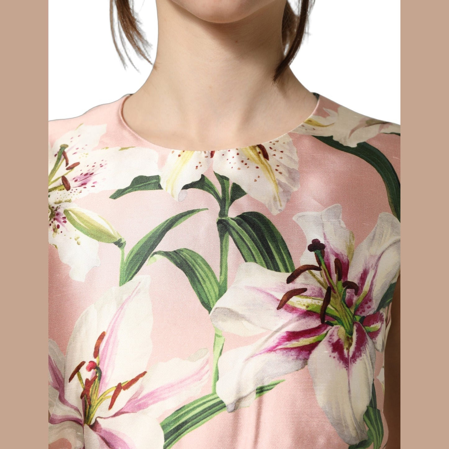 Dolce & Gabbana Light Pink LilyPrint Sleeveless Sheath Dress