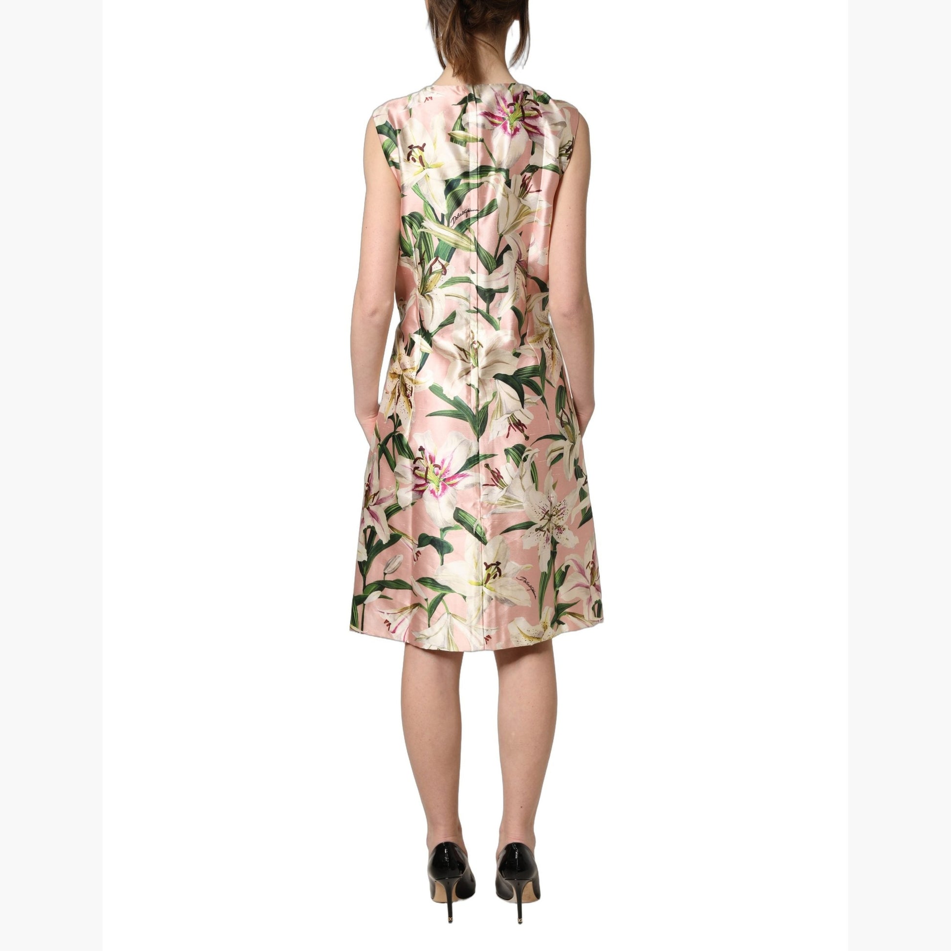 Dolce & Gabbana Light Pink LilyPrint Sleeveless Sheath Dress
