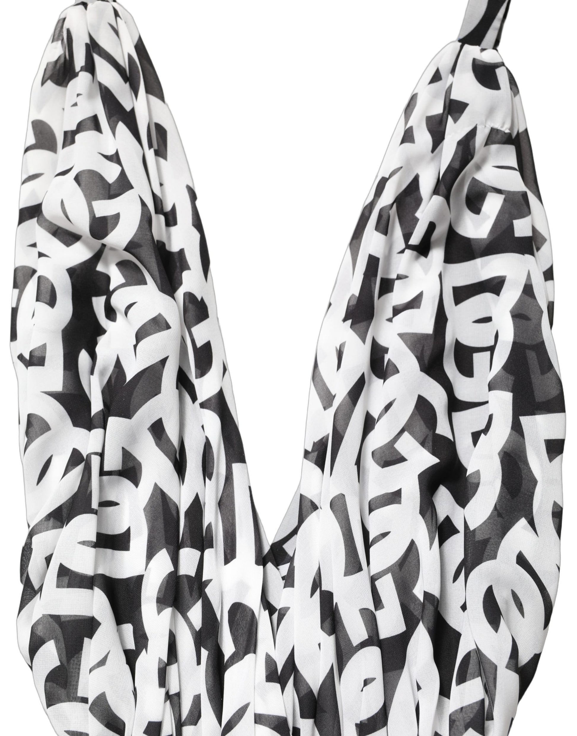 Dolce & Gabbana Black White Logo Sleeveless Floor Length Maxi Dress