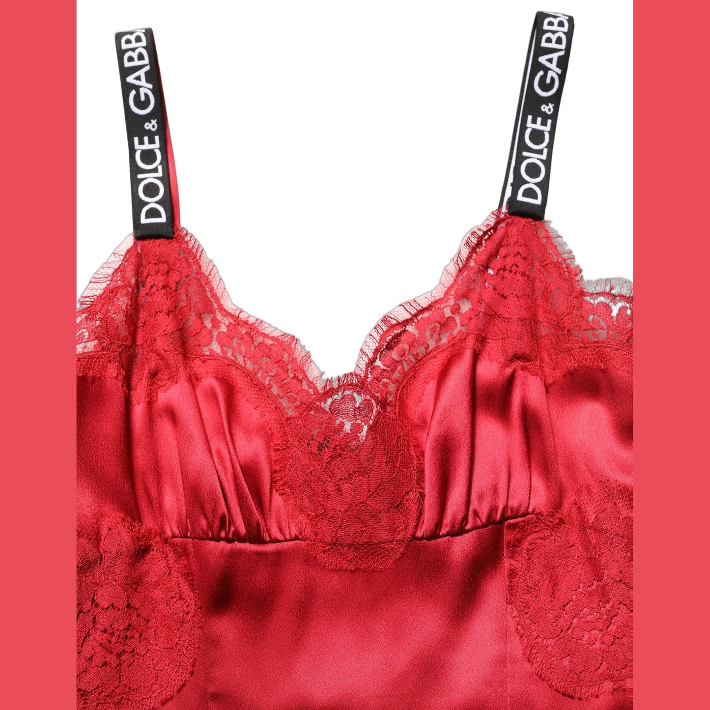 Dolce & Gabbana Red Silk Sleeveless Maxi Long Lace Trim Dress Dolce & Gabbana