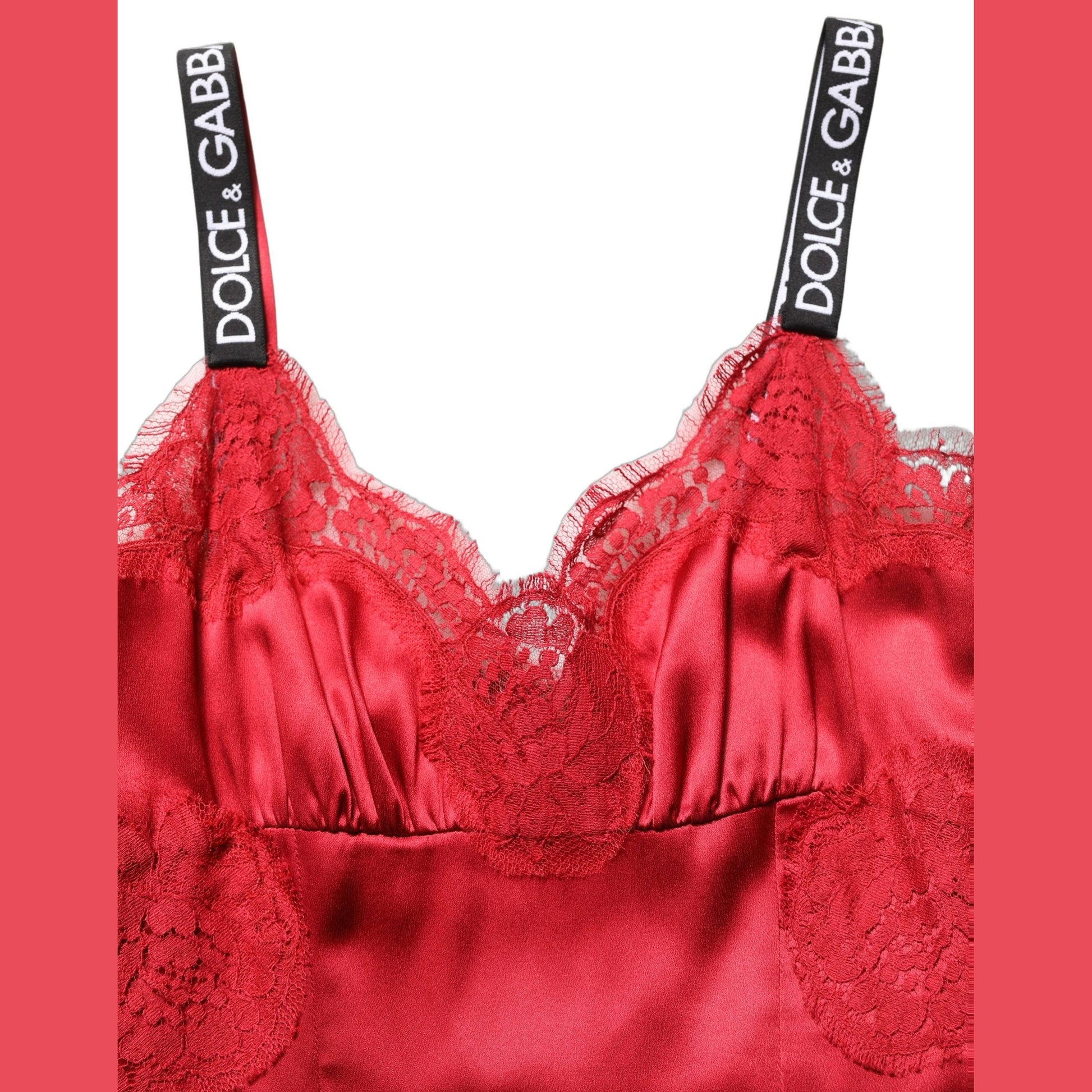 Dolce & Gabbana Red Silk Sleeveless Maxi Long Lace Trim Dress Dolce & Gabbana