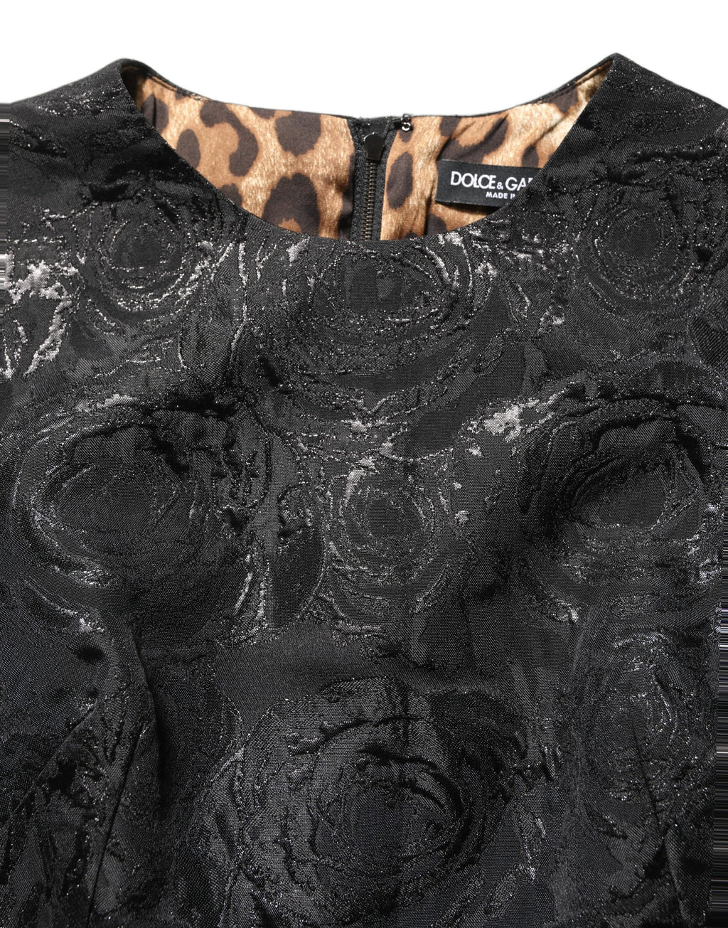 Dolce & Gabbana Black Floral Jacquard Flared A-line Dress - Eljoys Fashion 