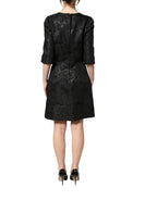 Dolce & Gabbana Black Floral Jacquard Flared A-line Dress - Eljoys Fashion 