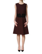 Dolce & Gabbana Maroon Lace Sleeveless Knee Length Dress