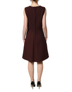 Dolce & Gabbana Maroon Lace Sleeveless Knee Length Dress