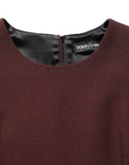 Dolce & Gabbana Maroon Lace Sleeveless Knee Length Dress