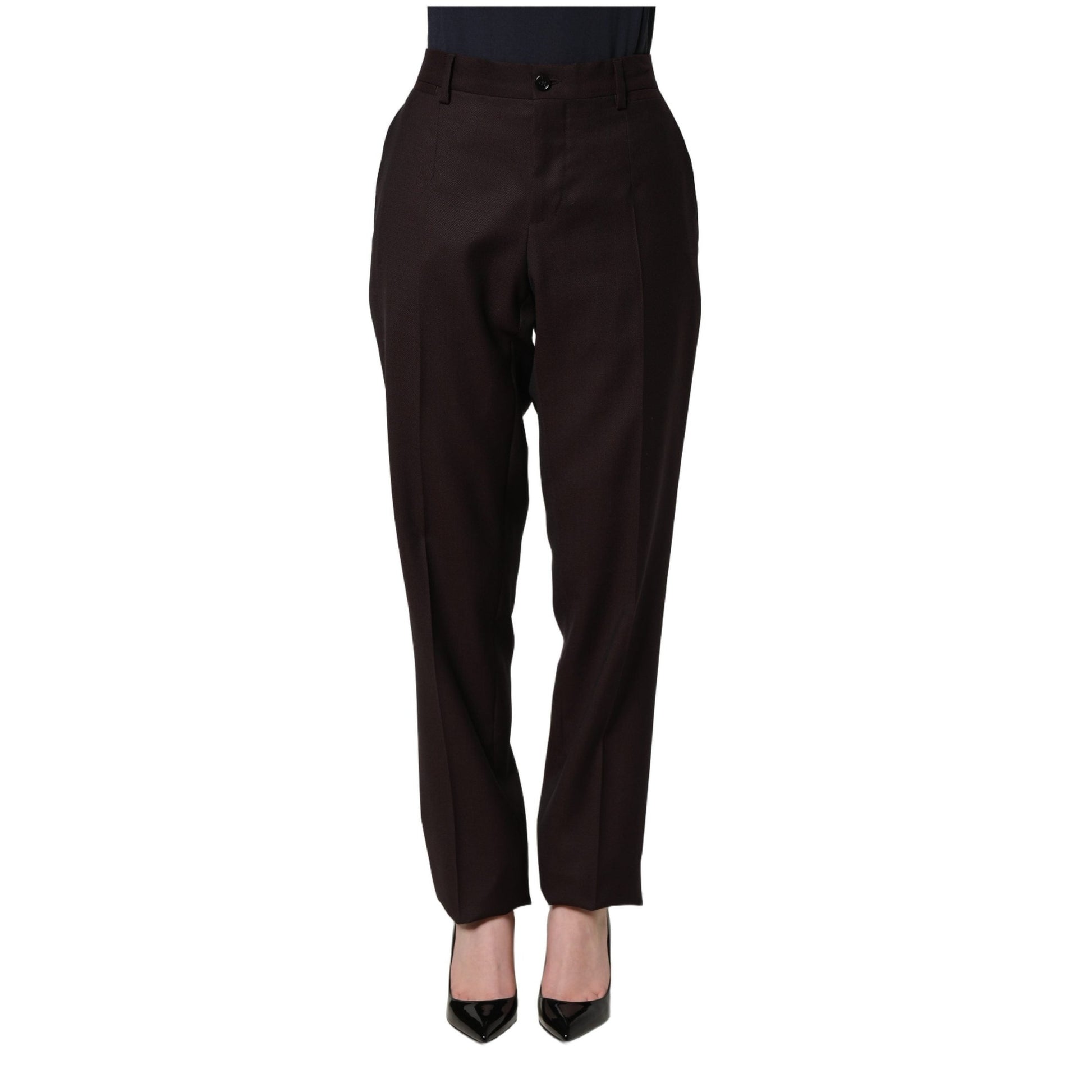 Dolce & Gabbana Brown Straight Leg Dress Silk Trousers Pants
