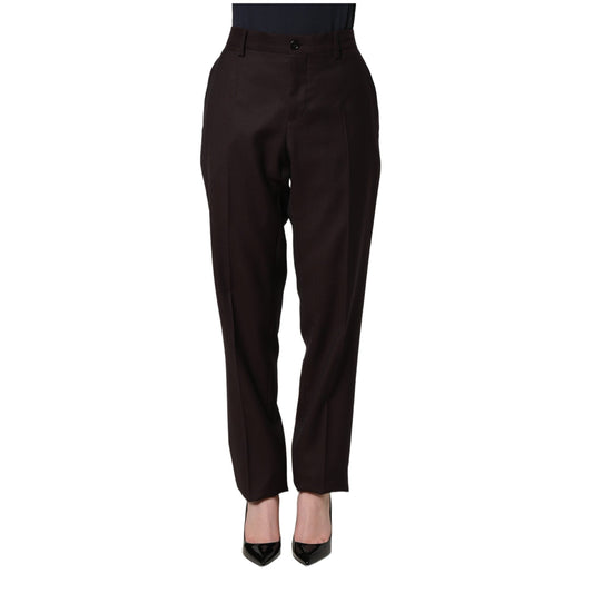 Dolce & Gabbana Brown Straight Leg Dress Silk Trousers Pants