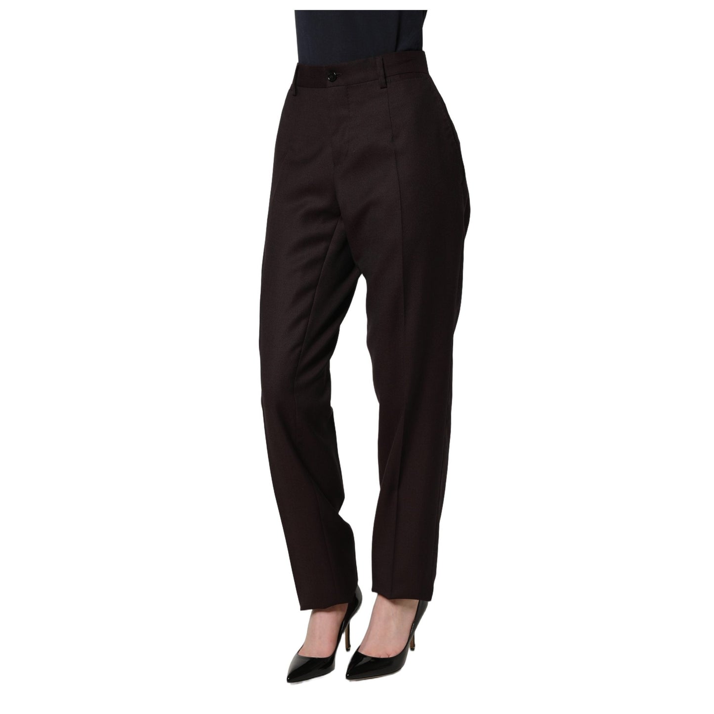 Dolce & Gabbana Brown Straight Leg Dress Silk Trousers Pants