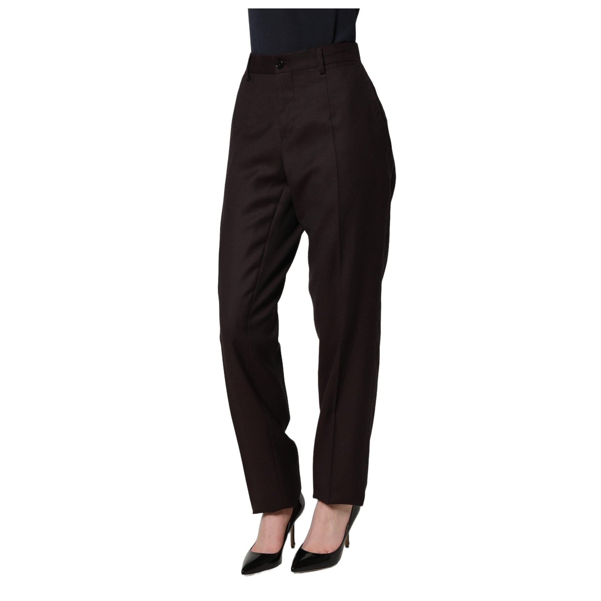 Dolce & Gabbana Brown Straight Leg Dress Silk Trousers Pants