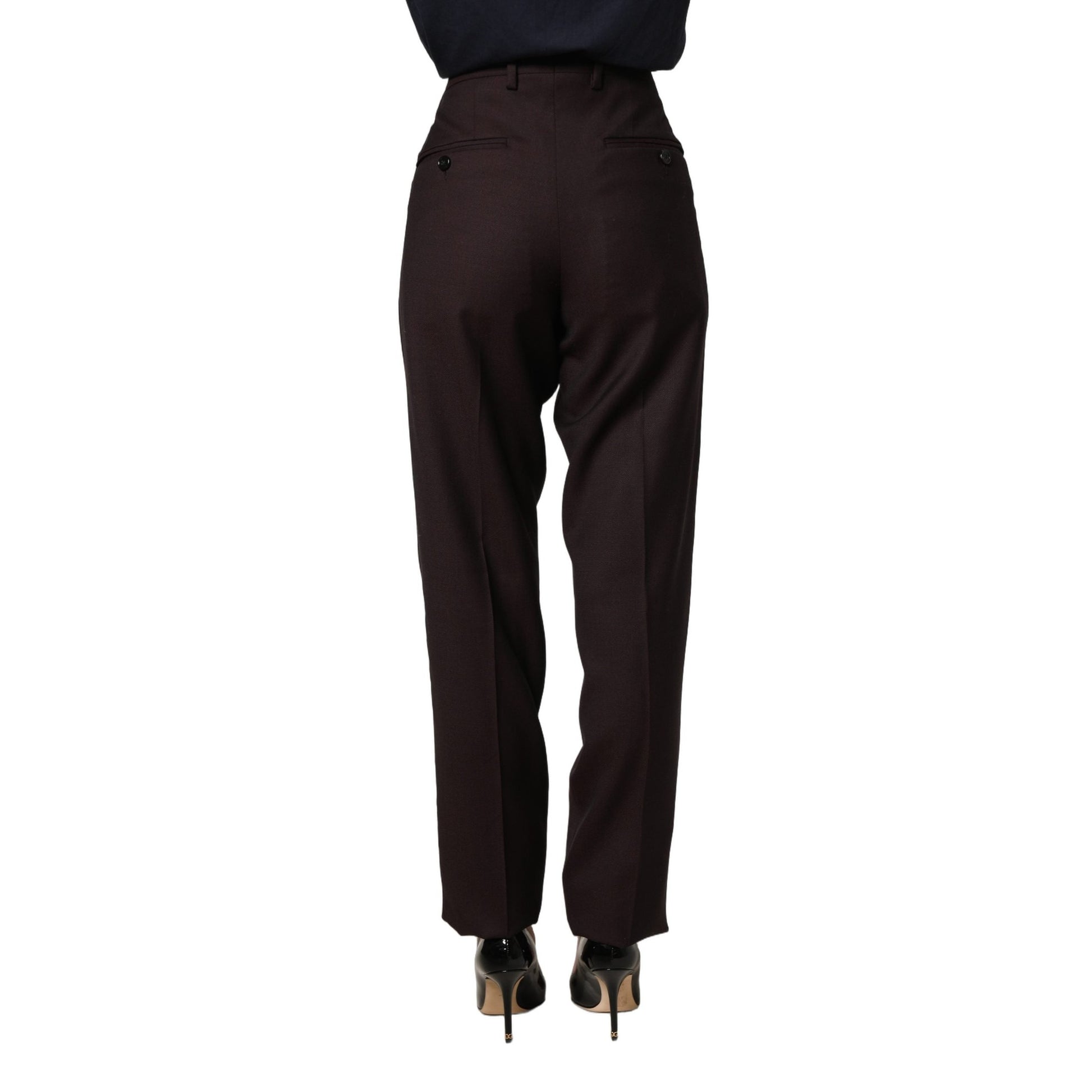 Dolce & Gabbana Brown Straight Leg Dress Silk Trousers Pants