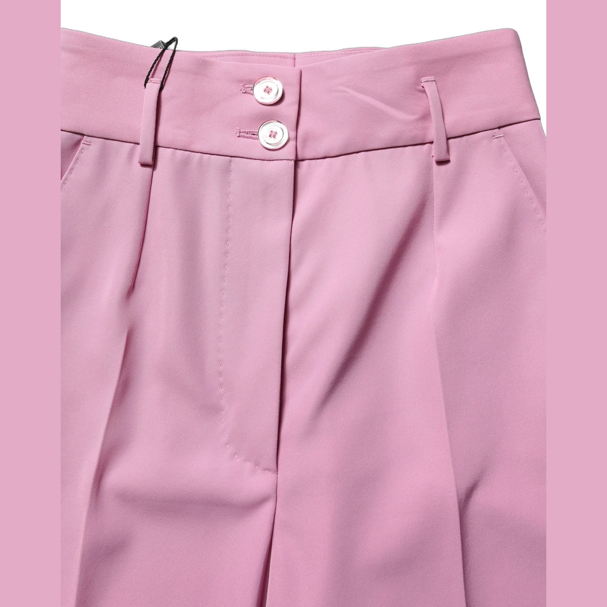 Dolce & Gabbana Pink High Waisted Polyester Trouser Pants