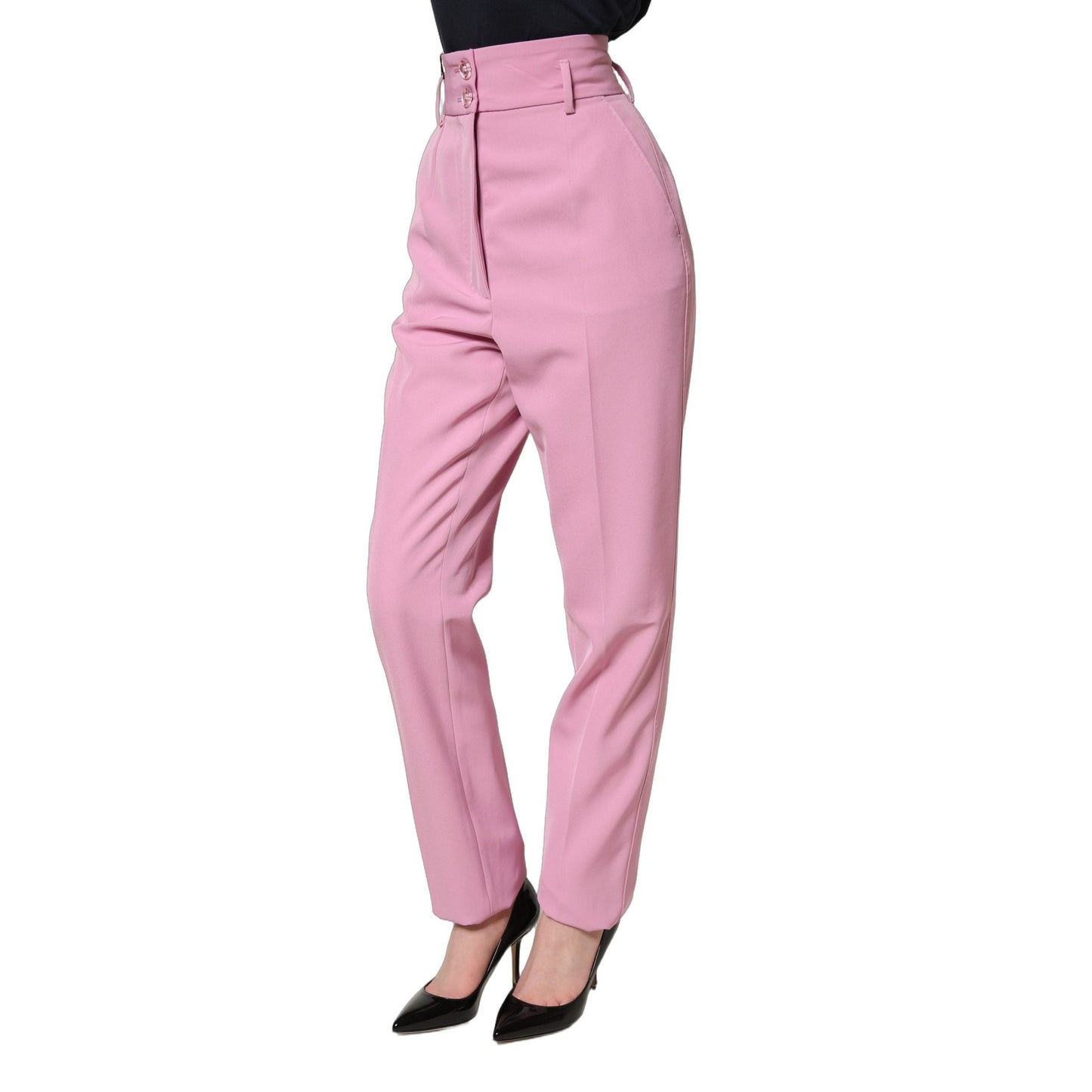 Dolce & Gabbana Pink High Waisted Polyester Trouser Pants
