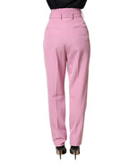 Dolce & Gabbana Pink High Waisted Polyester Trouser Pants