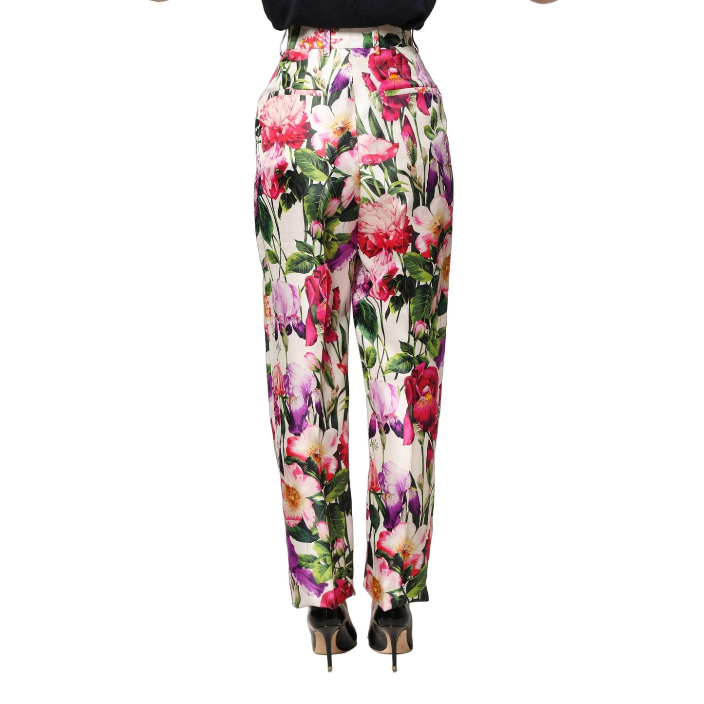 Dolce & Gabbana Multicolor Floral Print Tapered Trouser Pants