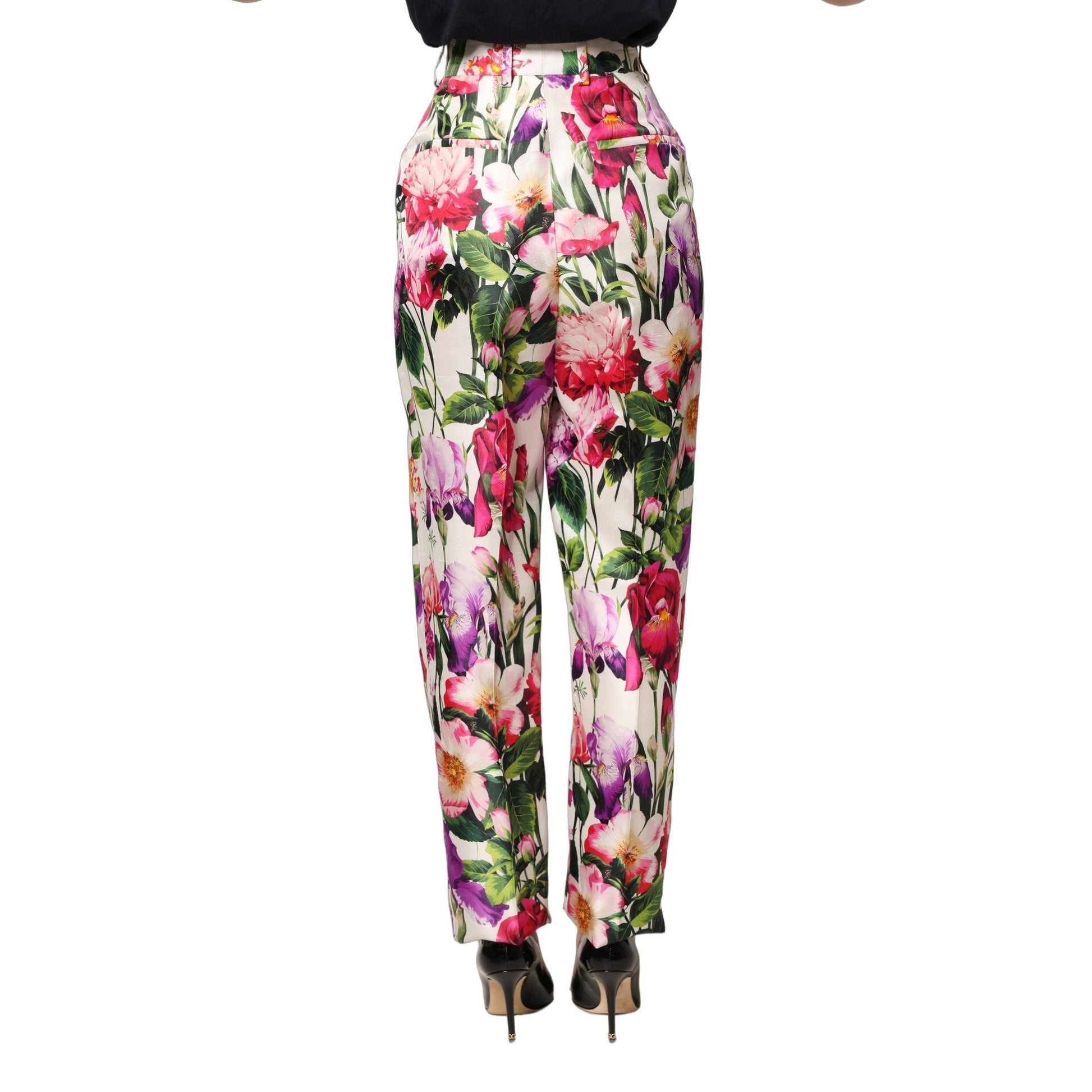 Dolce & Gabbana Multicolor Floral Print Tapered Trouser Pants