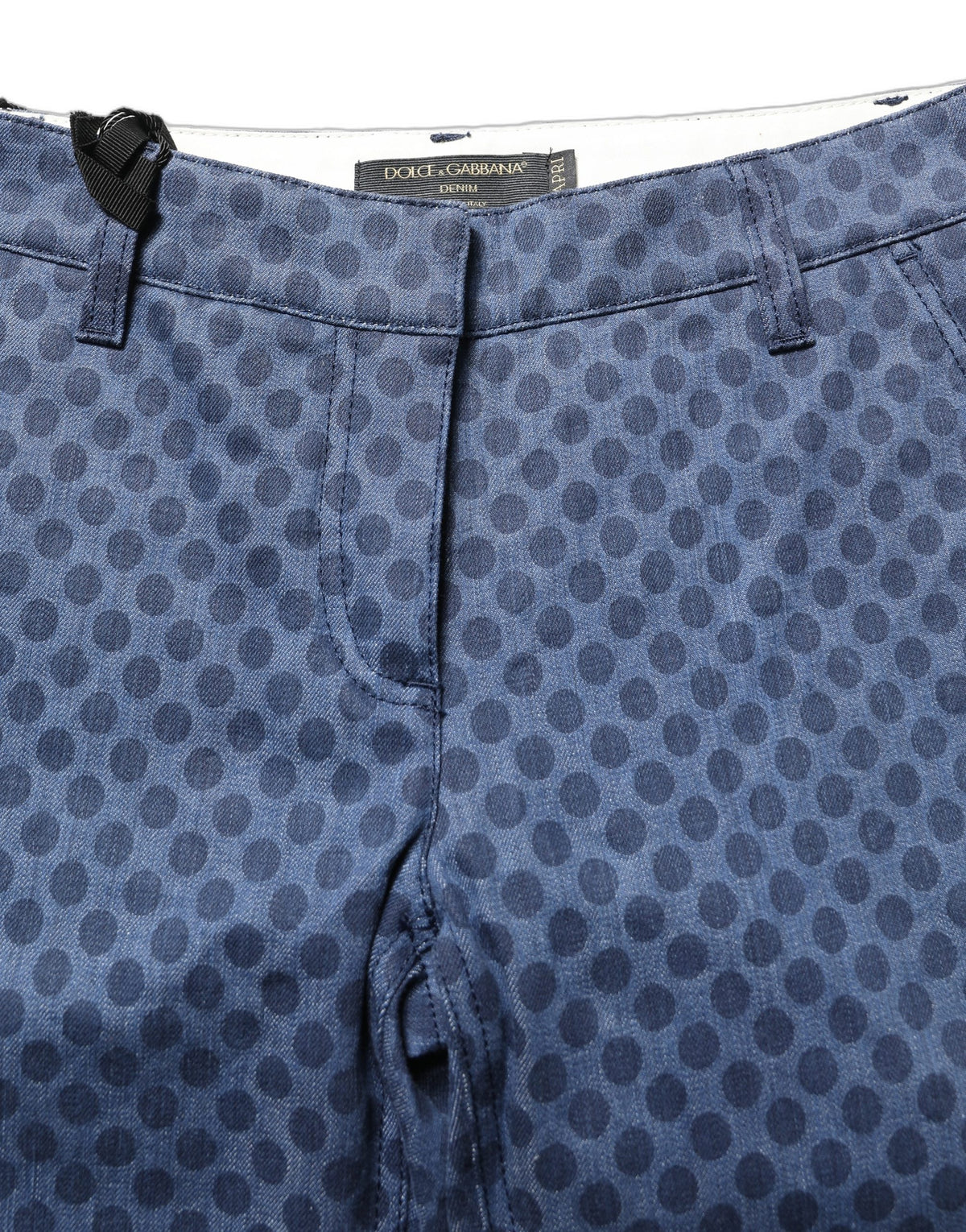 Dolce & Gabbana Blue Polka Dotted Slim Fit Capri Denim Jeans - Eljoys Fashion 