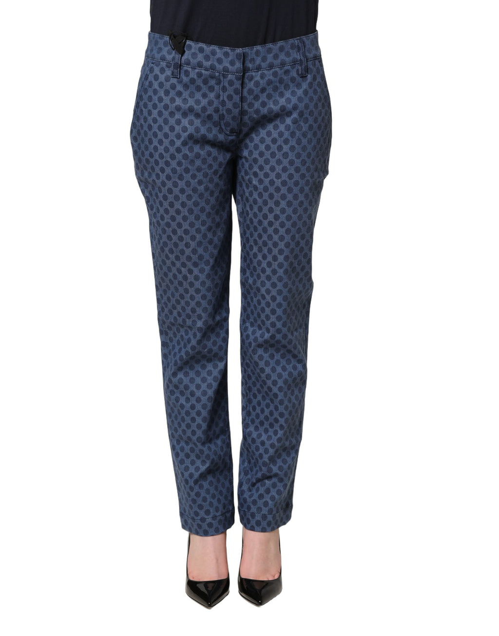 Dolce & Gabbana Blue Polka Dotted Slim Fit Capri Denim Jeans - Eljoys Fashion 