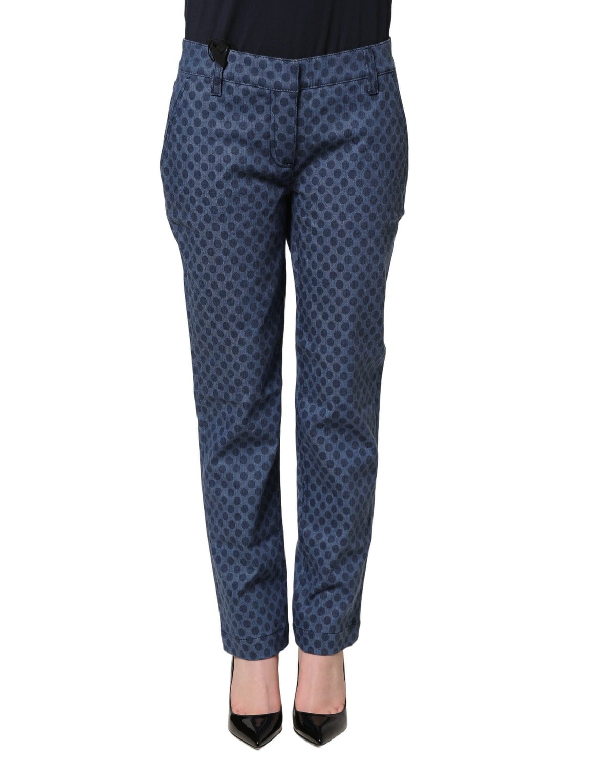 Dolce & Gabbana Blue Polka Dotted Slim Fit Capri Denim Jeans - Eljoys Fashion 
