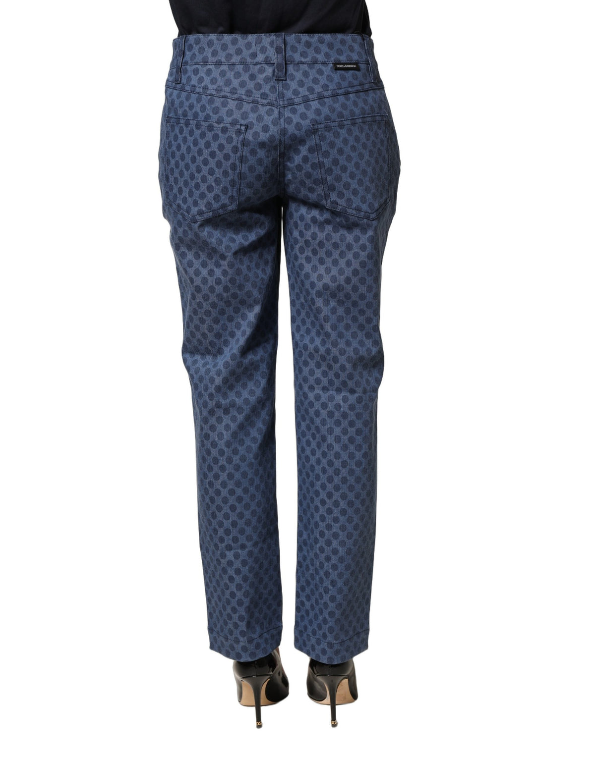 Dolce & Gabbana Blue Polka Dotted Slim Fit Capri Denim Jeans - Eljoys Fashion 